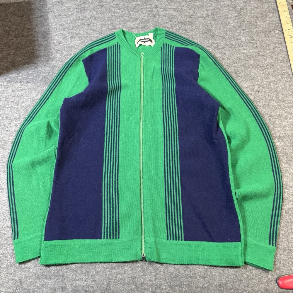 VTG 80s Poian's Full Zip Striped Jacket Mens 50 (17.5x25) Retro Sports Outdoor